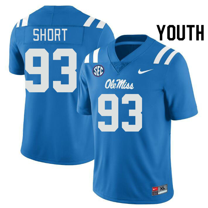 Youth #93 Carter Short Ole Miss Rebels College Football Jerseys Stitched-Power Blue